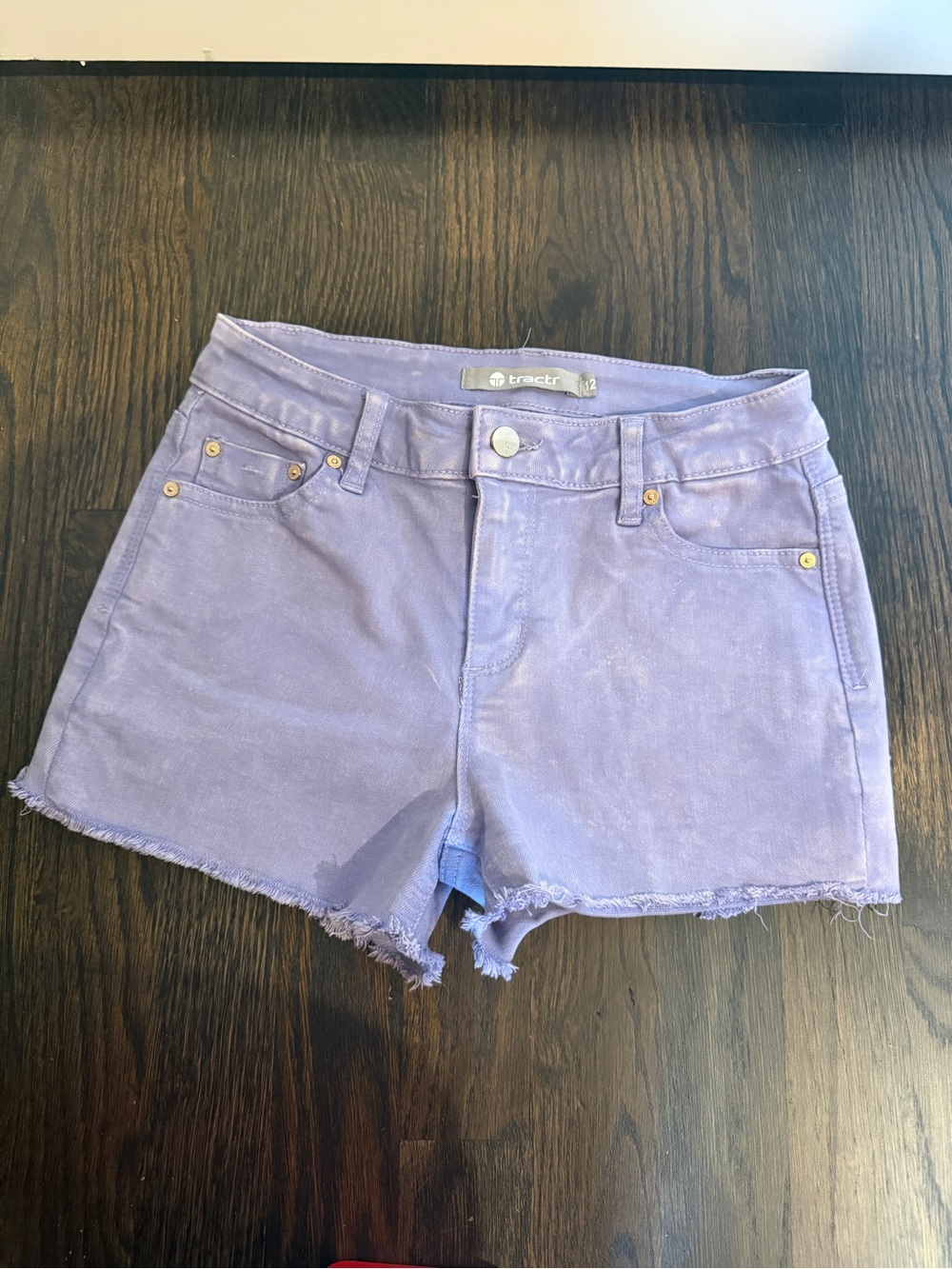 Tractr Pastel Purple Frayed Hem Denim Shorts